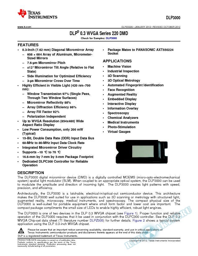 DLP 0.3 WVGA DMD (Rev. A)