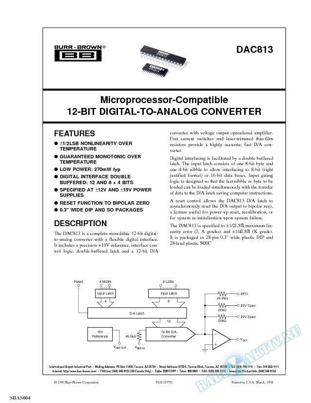 Microprocessor-Compatible 12-Bit D/A Converter