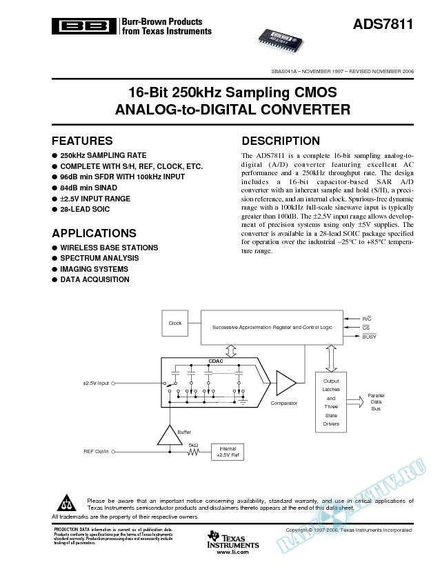 16-Bit, 250kHz, Sampling, CMOS, Analog-to-Digital Converter (Rev. A)