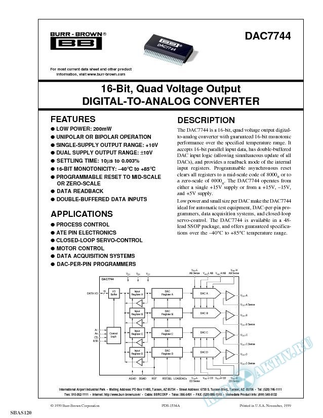 16-Bit, Quad Voltage Output Digital-to-Analog Converter