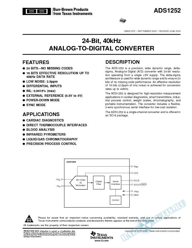 24-Bit, 40kHz Analog-to-Digital Converter (Rev. D)