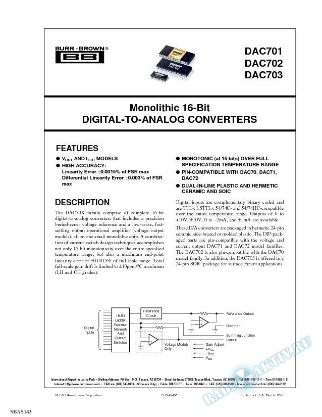 Monolithic 16-Bit Digital-To-Analog Converters 