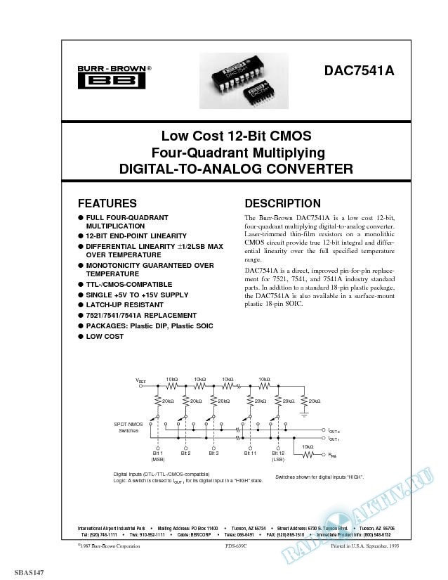 Low Cost 12-Bit CMOS Four-Quadrant Multiplying D/A Converter