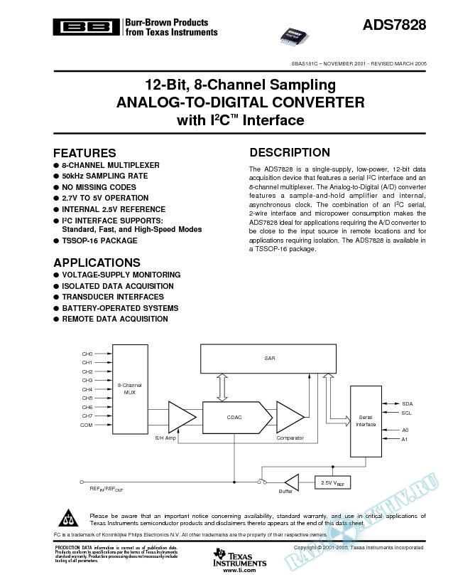 12-Bit, 8-Channel Sampling Analog-to-Digital Converter with I2C Interface (Rev. C)
