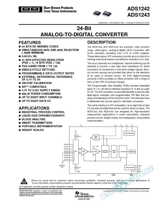 24-Bit Analog-To-Digital Converter (Rev. G)