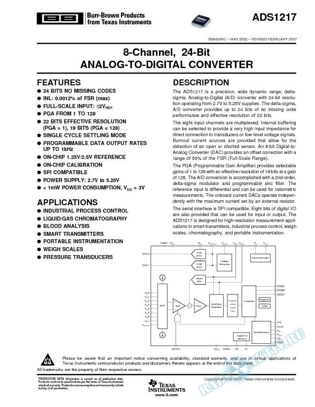8-Channel, 24-Bit Analog-To-Digital Converter (Rev. C)