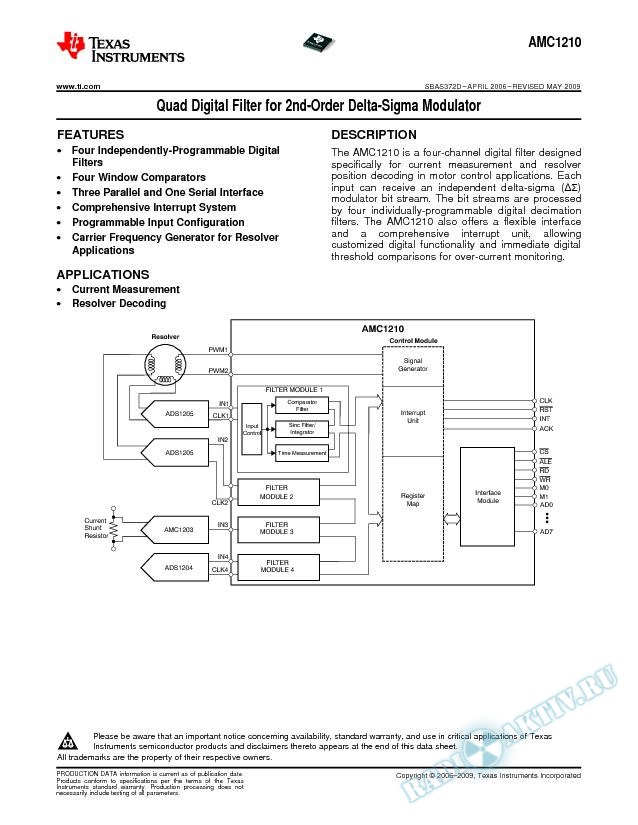 Quad Digital Filter for 2nd-Order Delta-Sigma Modulator (Rev. D)