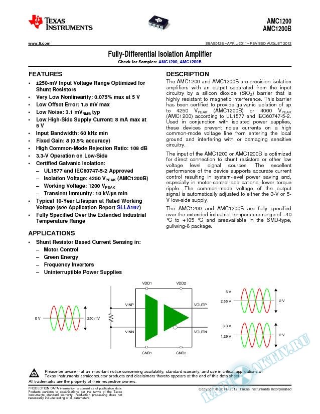 Fully-Differential Isolation Amplifier (Rev. B)
