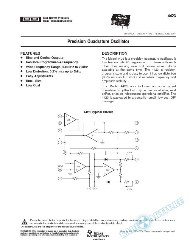 4423: Precision Quadrature Oscillator (Rev. A)