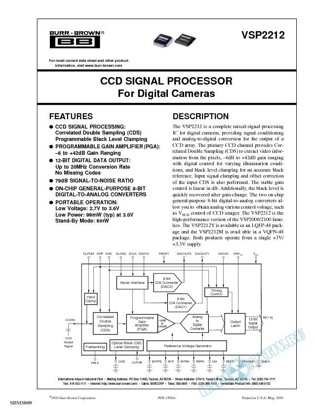 CCD Signal Processor For Digital Cameras