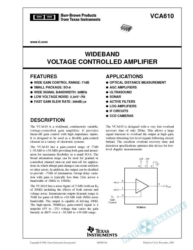 Wideband Voltage Controlled Amplifier  (Rev. A)