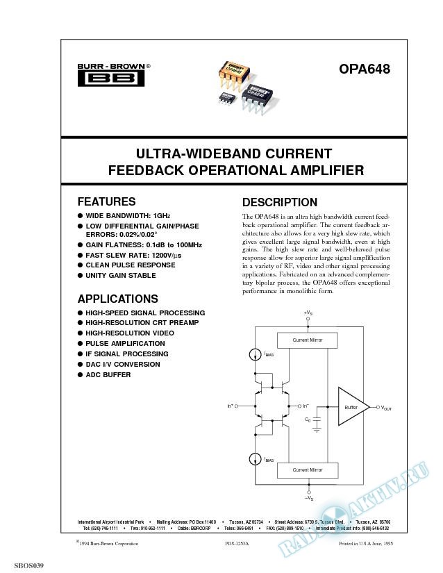 Ultra-Wideband Current Feedback Operational Amplifier 