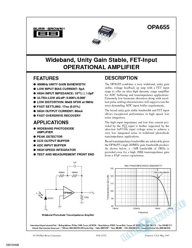 Wideband FET-Input Operational Amplifier 