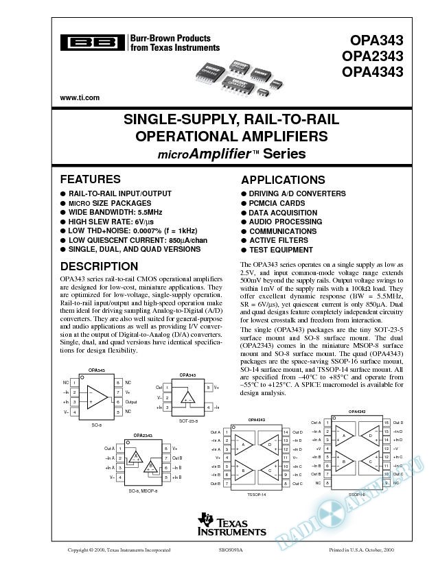 Single-Supply, Rail-to-Rail Operational Amplifiers MicroAmplifier(TM) Series (Rev. A)