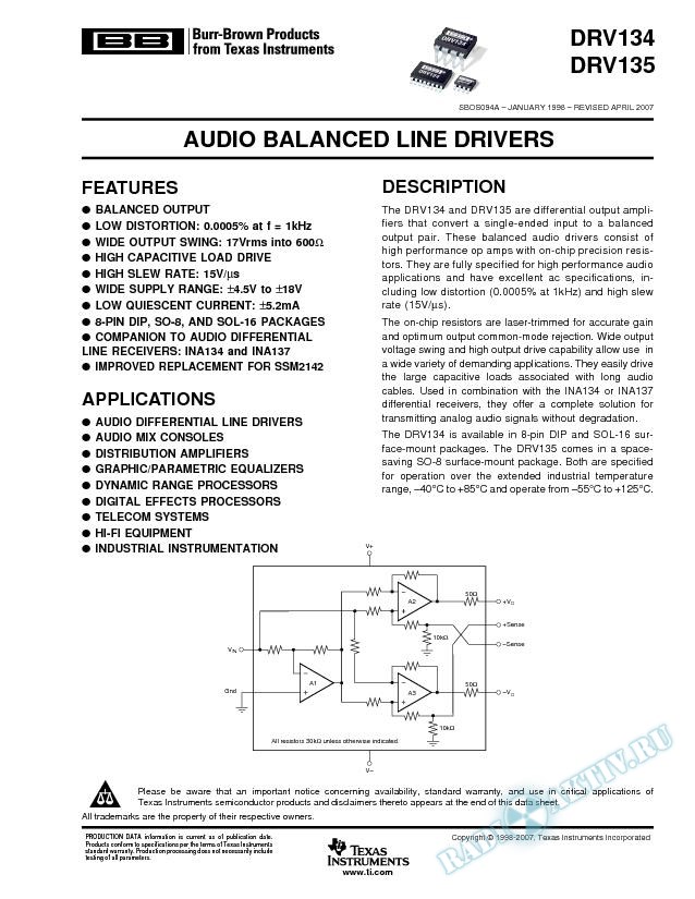 Audio Balanced Line Drivers (Rev. A)