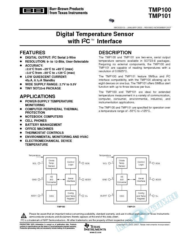 Digital Temperature Sensor with I2C Serial Interface (Rev. G)