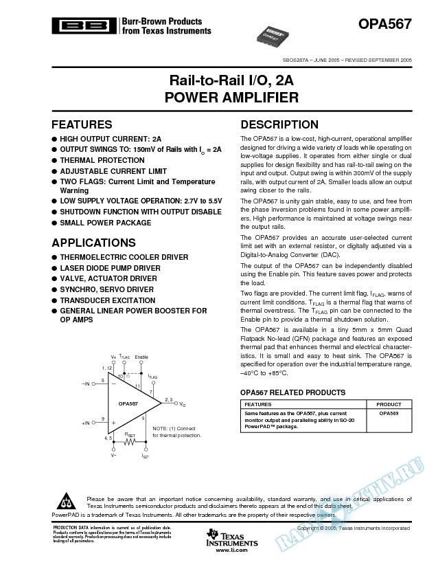 Rail-to-Rail I/O, 2A Power Amplifier (Rev. A)