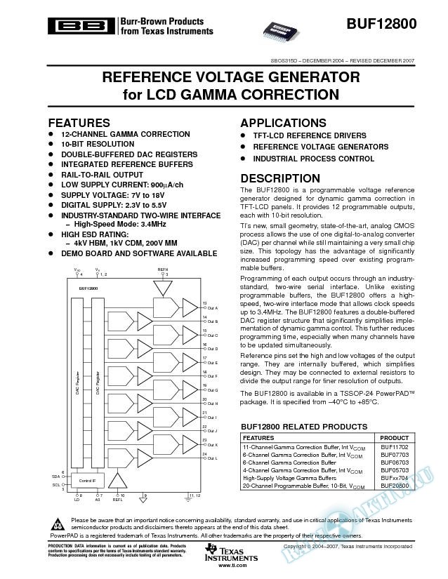 Reference Voltage Generator for LCD Gamma Correction (Rev. D)