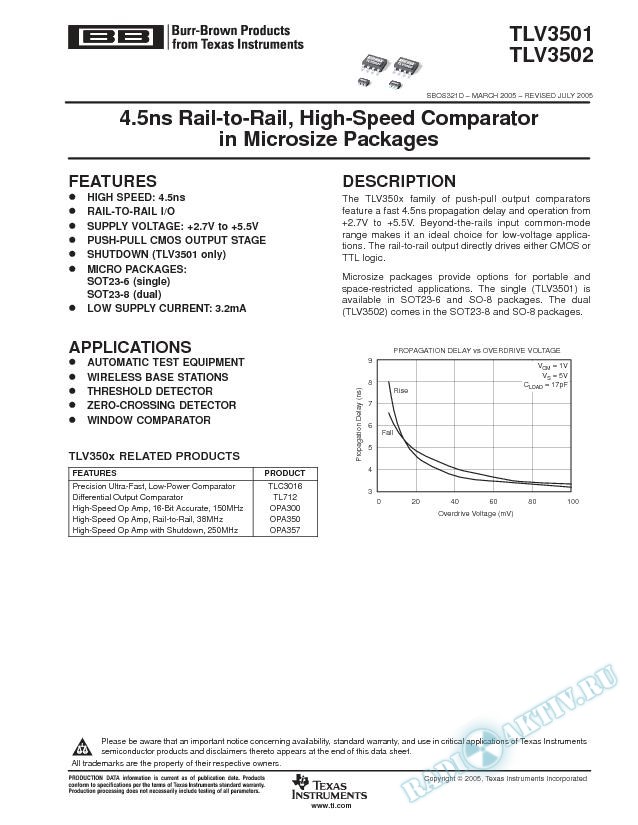 4.5ns Rail-to-Rail, High-Speed Comparator in Microsize Packages (Rev. D)