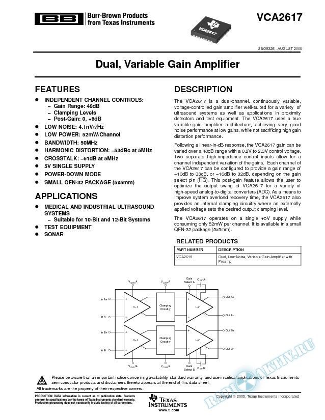 Dual, Variable Gain Amplifier