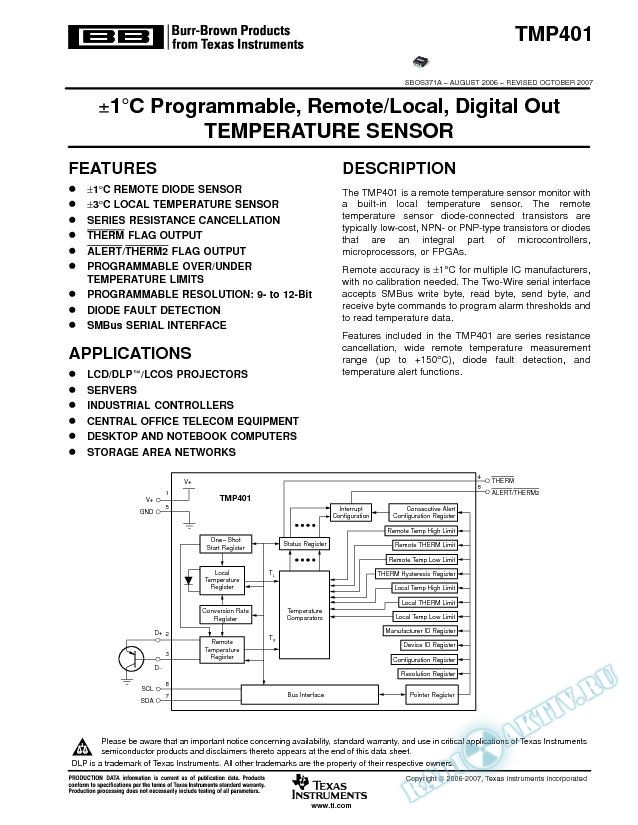 ±1°C Programmable, Remote/Local, Digital Out Temperature Sensor (Rev. A)