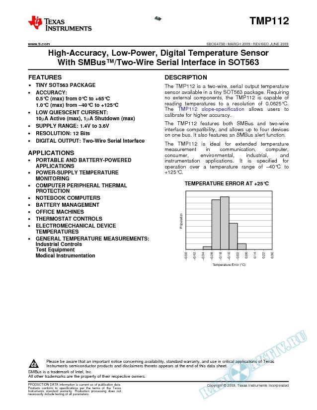 High-Accuracy, Low-Power, Digital Temp w/SMBus/2-Wire Serial Interface in SOT563 (Rev. B)