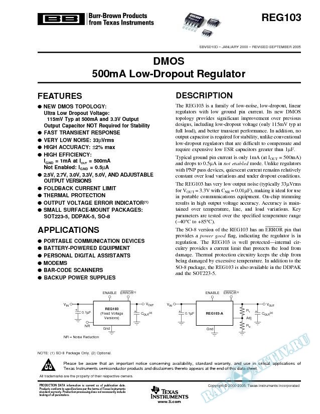 DMOS 500mA Low-Dropout Regulator (Rev. D)