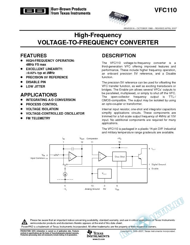 High-Frequency Voltage-to-Frequency Converter (Rev. A)