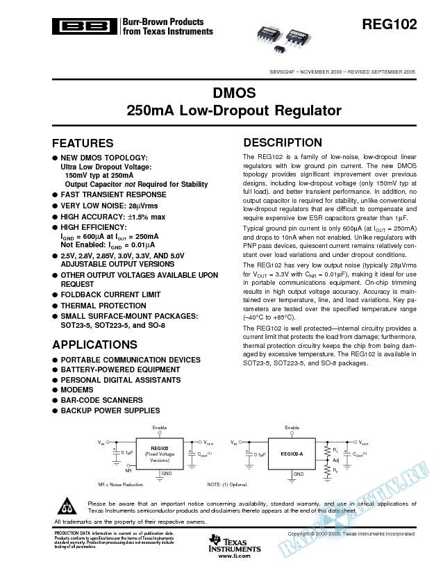 DMOS 250mA Low-Dropout Regulator (Rev. F)