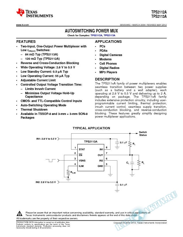 AUTO SWITCHING POWER MUX (Rev. C)