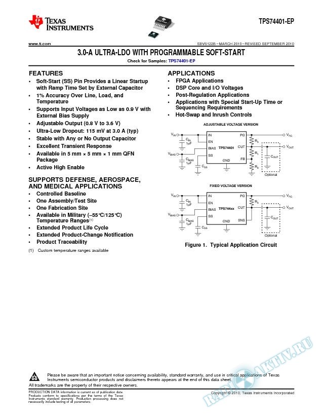 3.0A Ultra-LDO With Programmable Soft-Start. (Rev. B)