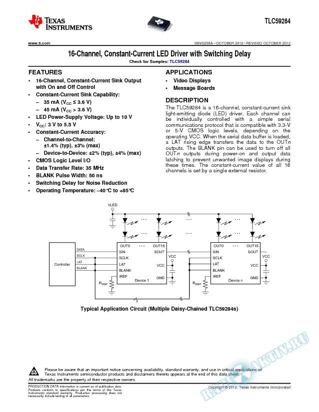 16-Channel, Constant-Current LED Driver with Switching Delay (Rev. A)