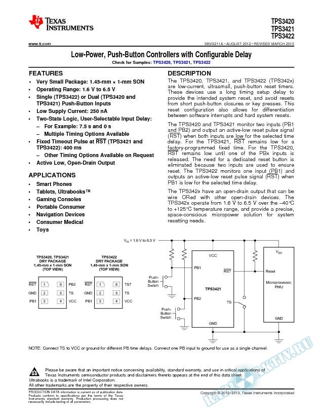 Low-Power, Push-Button Controllers with Configurable Delay (Rev. A)