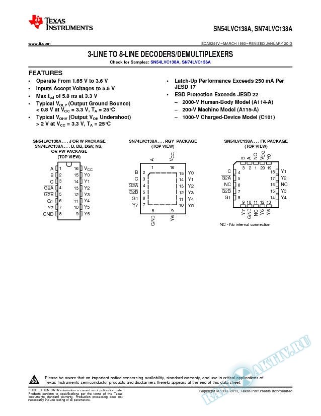 SN54LVC138A, SN74LVC138A (Rev. V)