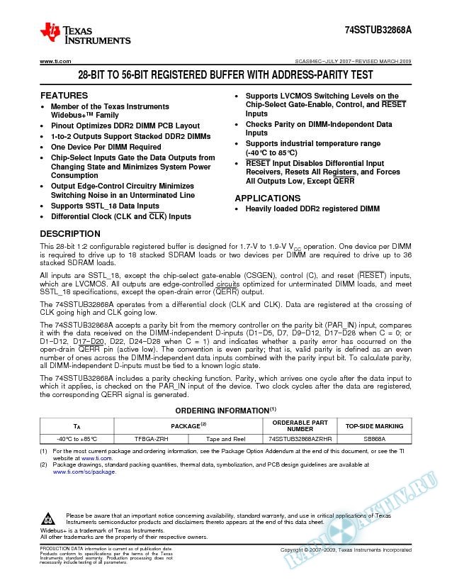 28-Bit to 56-Bit Registered Buffer with Adress-Parity Test (Rev. C)