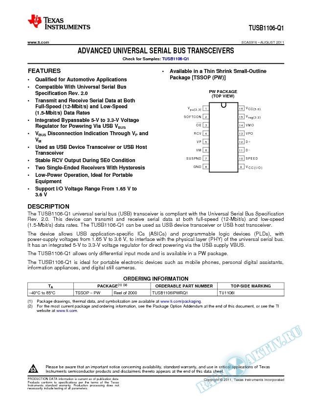 Advanced Universal Serial Bus Transcievers