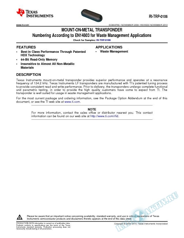 RI-TRP-0106 Mount-on-Metal Transponder (Rev. A)