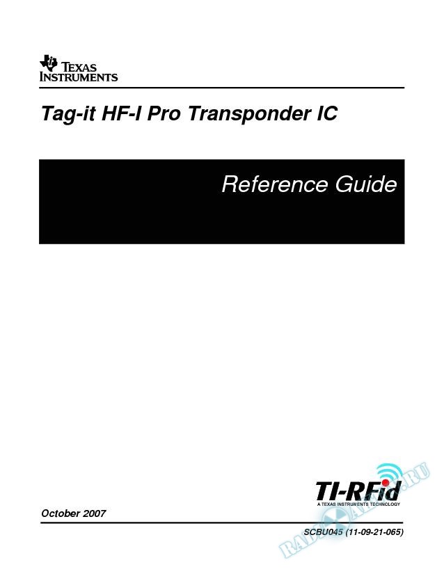 Tag-it HF-I Pro Transponder IC Reference Guide