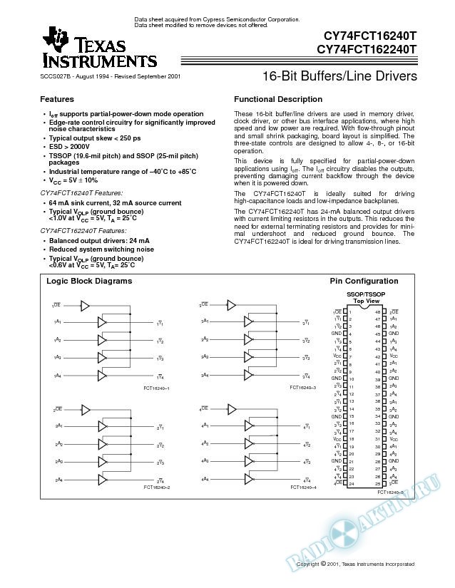 16-Bit Buffers/Line Drivers (Rev. B)