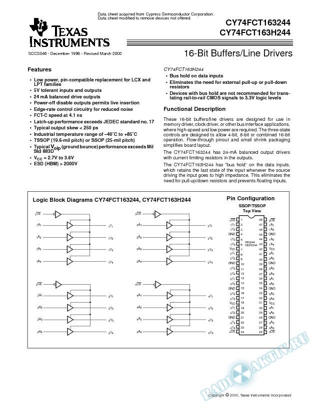 16-Bit Buffers/Line Drivers