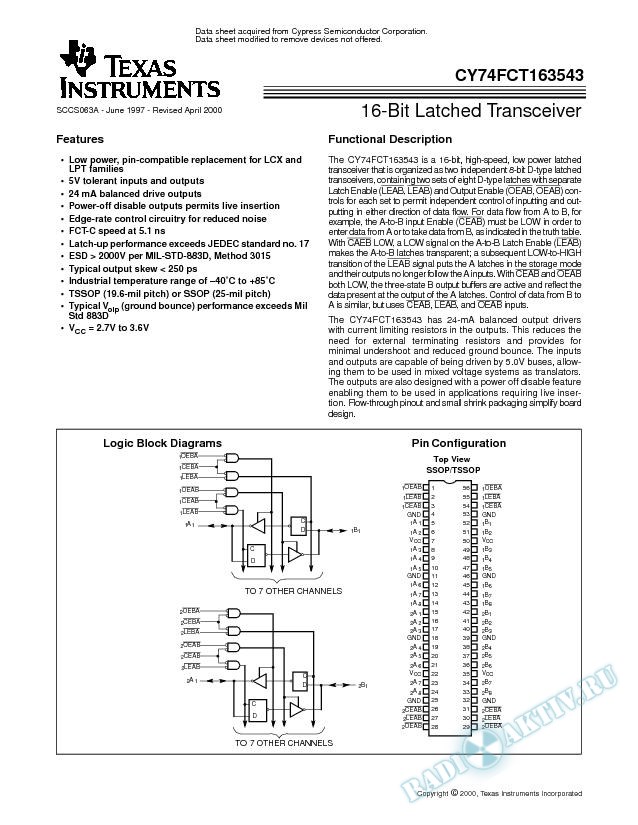 16-Bit Latched Transceiver (Rev. A)