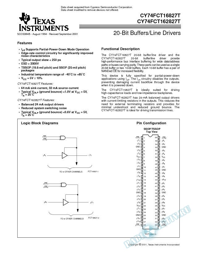 20-Bit Buffers/Line Drivers (Rev. B)