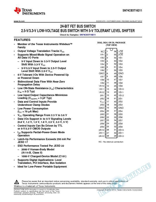 SN74CB3T16211 (Rev. C)