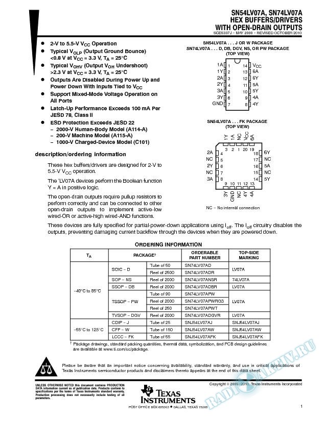 SN54LV07A, SN74LV07A (Rev. J)