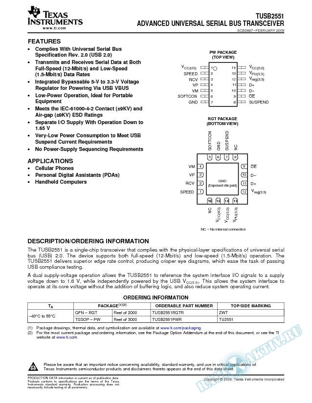 Advanced Universal Serial Bus Transceiver