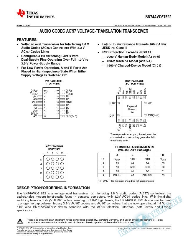 Audio Codec AC`97 Voltage-Translation Transceiver (Rev. A)