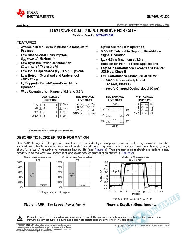 SN74AUP2G02 Low-Power Dual 2-Input Positive-NOR Gate (Rev. C)