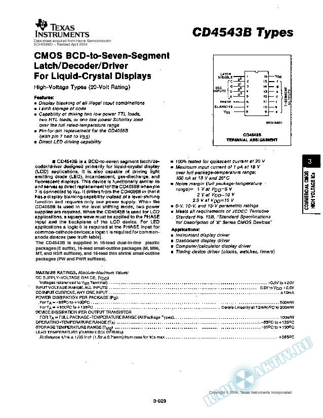 CD4543B Types (Rev. D)