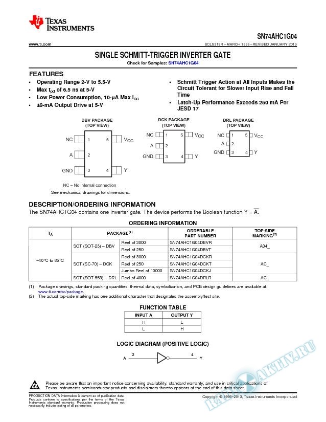 SN74AHC1G04 (Rev. R)