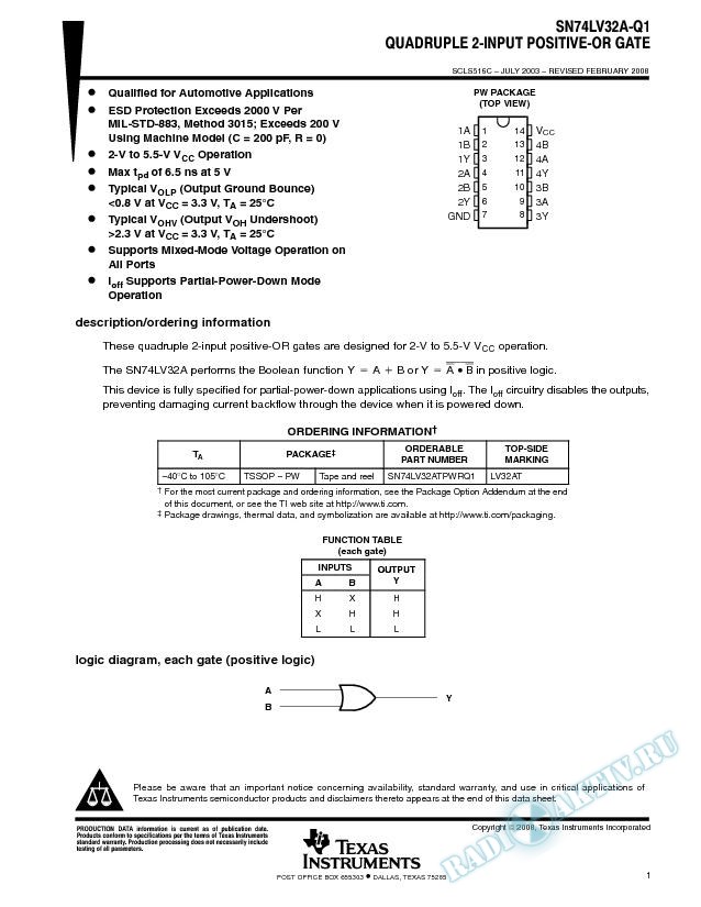 Quadruple 2-Input Positive-OR Gate (Rev. C)